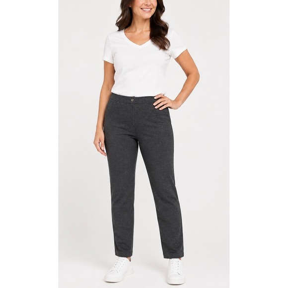 Chico's Pants - Chico's So Slimming Pants Womens 1 M Short Gray Straight Leg Trousers Workwear